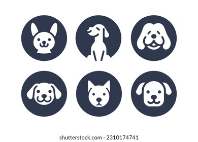 Dog silhouette vector cartoon logo set	