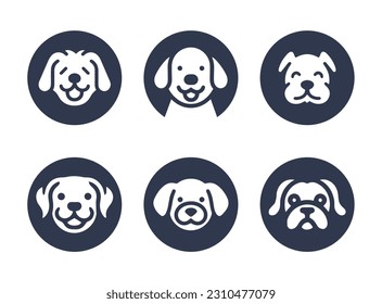 Dog silhouette vector cartoon logo set	
