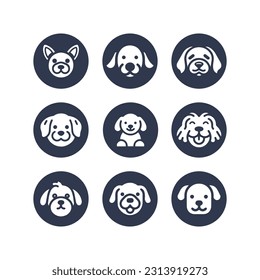 Dog silhouette vector cartoon logo set	