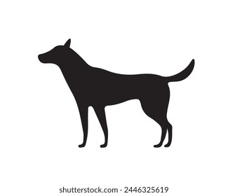 Colección de Vector de silueta de perro sobre fondo blanco. Ilustración vectorial de trabajo de arte canino.