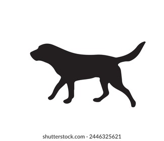 Colección de Vector de silueta de perro sobre fondo blanco. Ilustración vectorial de trabajo de arte canino.