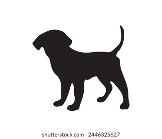 Colección de Vector de silueta de perro sobre fondo blanco. Ilustración vectorial de trabajo de arte canino.