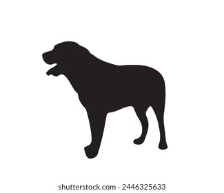 Colección de Vector de silueta de perro sobre fondo blanco. Ilustración vectorial de trabajo de arte canino.