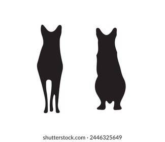 Colección de Vector de silueta de perro sobre fondo blanco. Ilustración vectorial de trabajo de arte canino.