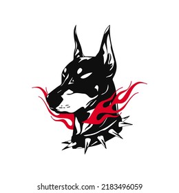 dog silhouette vector with fire