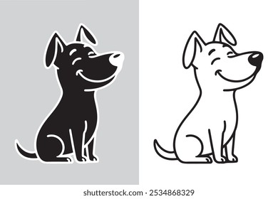 Dog Silhouette Vector with gray color background.