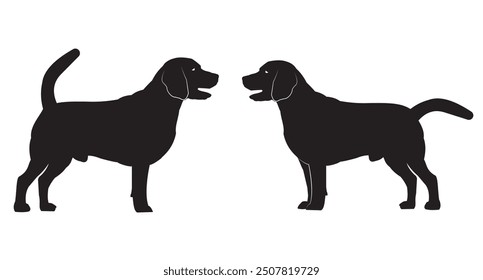 Silueta de perro, Vector, icono. Diseño de silueta de dos perros sobre fondo blanco. Mascota, silueta animal, diseño de Vector. Ilustración vectorial.