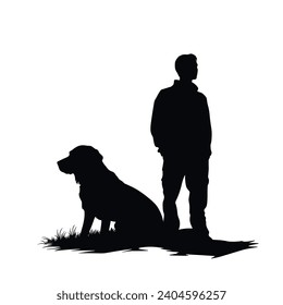 Dog silhouette. Dog vector illustration. Affectionate puppies on white background.