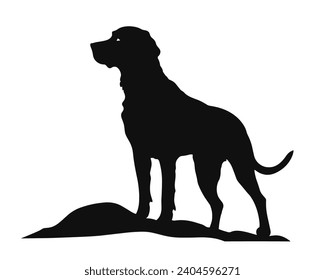 Hundesilhouette. Hundevektorgrafik. Fruchtbare Welpen auf weißem Hintergrund.