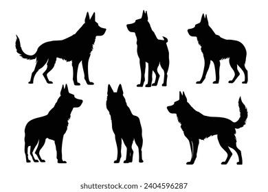 Dog silhouette. Dog vector illustration. Affectionate puppies on white background.