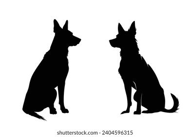 Dog silhouette. Dog vector illustration. Affectionate puppies on white background.