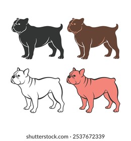 Dog silhouette vector illustration art design. Dog head logo icon set on white background. Bulldog logo icon silhouette vector style,Clipart , Illustration black with white background.