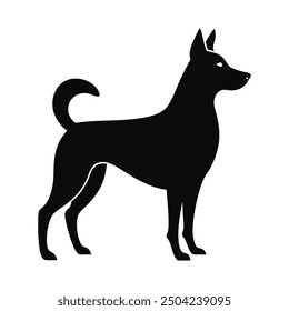 dog silhouette vector illustration, black and white