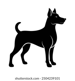 dog silhouette vector illustration, black and white