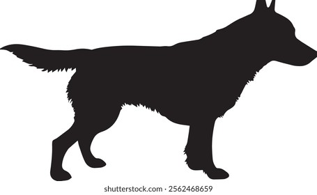 Dog silhouette. Vector illustration of dog silhouette. Vector black silhouette of a dog isolated on a white background.