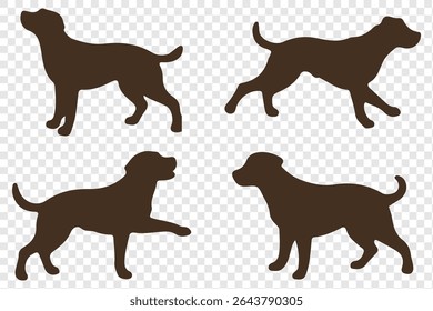 Dog silhouette vector illustration set. Playful dog silhouettes in various poses, perfect for animal lovers.