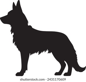 Dog Silhouette Vector Illustration White Background