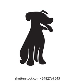 Dog silhouette vector image. Vector black silhouette of a dog isolated on a white background.