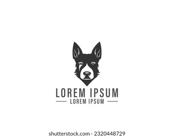 Dog Silhouette Vector Logo White Background, True Dog Friend Logo Design Template. Graphic Sitting Puppy Logotype, Sign And Symbol. Pet Silhouette Label Illustration Isolated On Background.