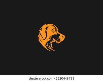 Dog Silhouette Vector Logo White Background, True Dog Friend Logo Design Template. Graphic Sitting Puppy Logotype, Sign And Symbol. Pet Silhouette Label Illustration Isolated On Background.