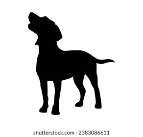 Dog silhouette. Vector silhouette of dog on white background. black dog isolated on white background. cutout dog. hand drawn design. vector illustration.