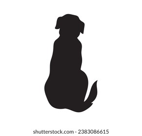 Dog silhouette. Vector silhouette of dog on white background. black dog isolated on white background. cutout dog. hand drawn design. vector illustration.