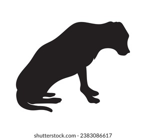 Dog silhouette. Vector silhouette of dog on white background. black dog isolated on white background. cutout dog. hand drawn design. vector illustration.