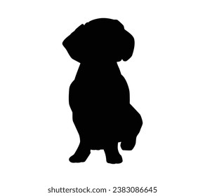 Dog silhouette. Vector silhouette of dog on white background. black dog isolated on white background. cutout dog. hand drawn design. vector illustration.