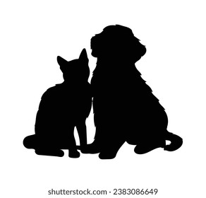 Silueta de perro. Silueta vectorial de perro con fondo blanco. perro negro aislado de fondo blanco. perro de corte. diseño dibujado a mano. ilustración vectorial.