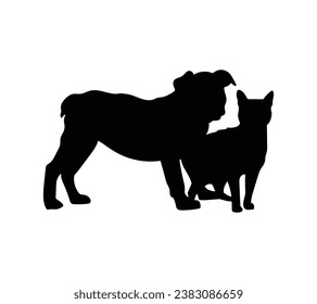 Dog silhouette. Vector silhouette of dog on white background. black dog isolated on white background. cutout dog. hand drawn design. vector illustration.