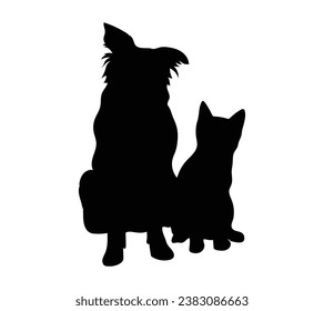 Dog silhouette. Vector silhouette of dog on white background. black dog isolated on white background. cutout dog. hand drawn design. vector illustration.