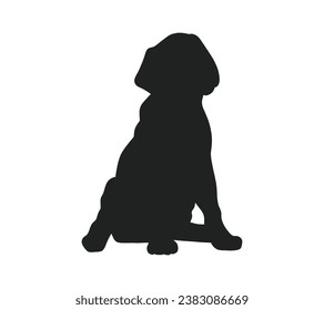 Dog silhouette. Vector silhouette of dog on white background. black dog isolated on white background. cutout dog. hand drawn design. vector illustration.