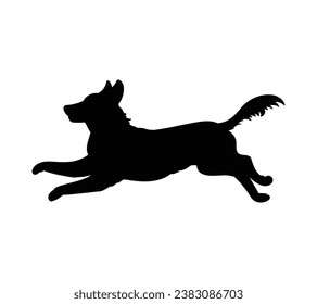 Silueta de perro. Silueta vectorial de perro con fondo blanco. perro negro aislado de fondo blanco. perro de corte. diseño dibujado a mano. ilustración vectorial.