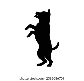 Dog silhouette. Vector silhouette of dog on white background. black dog isolated on white background. cutout dog. hand drawn design. vector illustration.