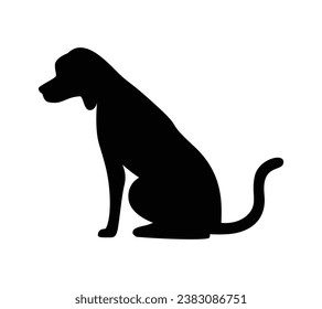 Hundesilhouette. Vektorsilhouette eines Hundes auf weißem Hintergrund. schwarzer Hund einzeln auf weißem Hintergrund. ausgeschnittener Hund. handgezeichnet. Vektorgrafik.