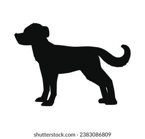 Dog silhouette. Vector silhouette of dog on white background. black dog isolated on white background. cutout dog. hand drawn design. vector illustration.