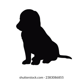Dog silhouette. Vector silhouette of dog on white background. black dog isolated on white background. cutout dog. hand drawn design. vector illustration.