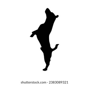 Dog silhouette. Vector silhouette of dog on white background. black dog isolated on white background. cutout dog. hand drawn design. vector illustration.
