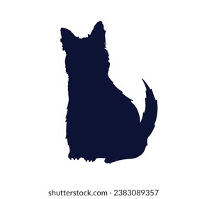Dog silhouette. Vector silhouette of dog on white background. black dog isolated on white background. cutout dog. hand drawn design. vector illustration.