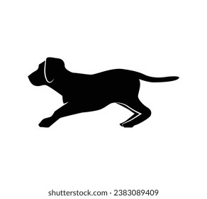 Dog silhouette. Vector silhouette of dog on white background. black dog isolated on white background. cutout dog. hand drawn design. vector illustration.