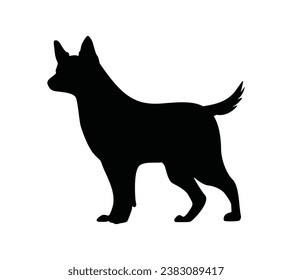 Dog silhouette. Vector silhouette of dog on white background. black dog isolated on white background. cutout dog. hand drawn design. vector illustration.