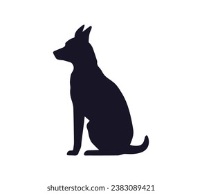 Dog silhouette. Vector silhouette of dog on white background. black dog isolated on white background. cutout dog. hand drawn design. vector illustration.
