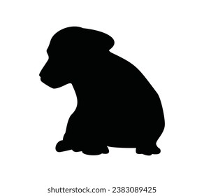 Dog silhouette. Vector silhouette of dog on white background. black dog isolated on white background. cutout dog. hand drawn design. vector illustration.
