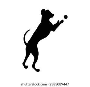 Silueta de perro. Silueta vectorial de perro con fondo blanco. perro negro aislado de fondo blanco. perro de corte. diseño dibujado a mano. ilustración vectorial.
