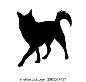 Dog silhouette. Vector silhouette of dog on white background. black dog isolated on white background. cutout dog. hand drawn design. vector illustration.