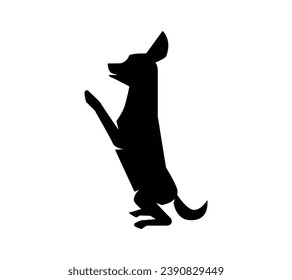 Dog silhouette. Vector silhouette of dog on white background. black dog isolated on white background. vector illustration. cutout dog. hand drawn design. 