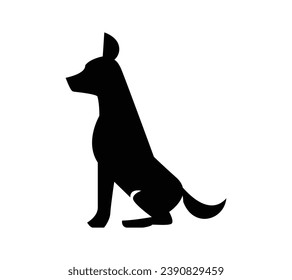 Dog silhouette. Vector silhouette of dog on white background. black dog isolated on white background. vector illustration. cutout dog. hand drawn design. 