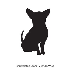 Dog silhouette. Vector silhouette of dog on white background. black dog isolated on white background. vector illustration. cutout dog. hand drawn design. 