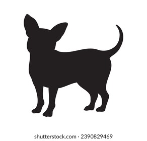 Silueta de perro. Silueta vectorial de perro con fondo blanco. perro negro aislado de fondo blanco. ilustración vectorial. perro de corte. diseño dibujado a mano. 