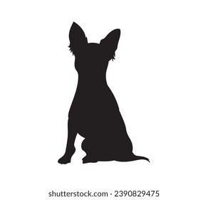 Dog silhouette. Vector silhouette of dog on white background. black dog isolated on white background. vector illustration. cutout dog. hand drawn design. 
